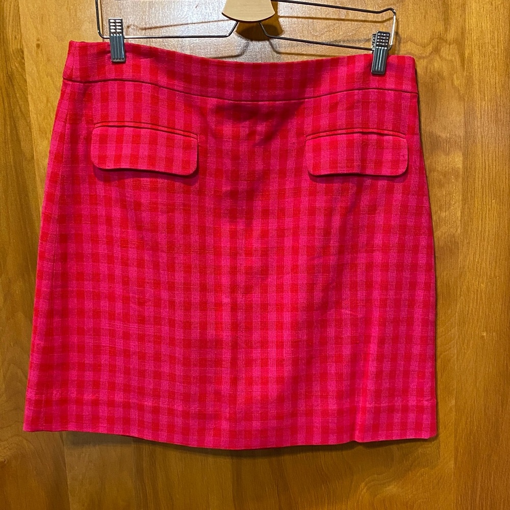 J. Crew Vibrant Red and Pink Plaid Mini Skirt